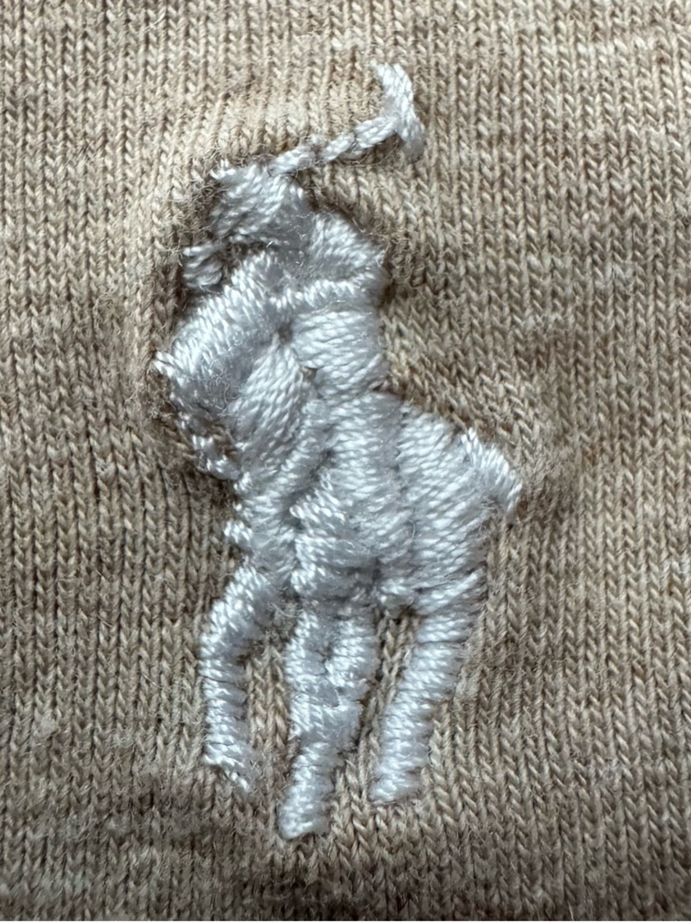 Polo Ralph Lauren V-Neck Beige Men’s/Unisex T-Shirt Stretch Slim Fit Logo Sz Med
